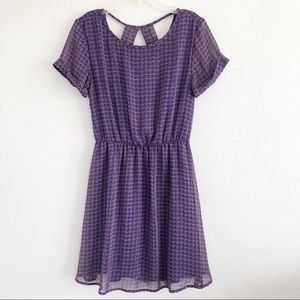Dee Elle Purple Patterned Dress Sz medium
